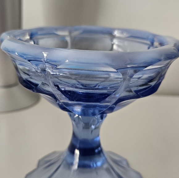 Fenton Valencia Opalescent Blue Candle Holder - Picture 5 of 7